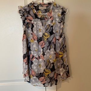 LOFT maternity floral printed sleeveless shirt
